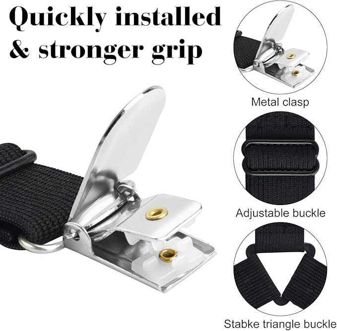 Morcheiong Bed Sheet Fasteners Straps - 4 Pack Adjustable Bed Sheet Holder Strap for Bedding Stays Bedsheet Tie Downs - Black