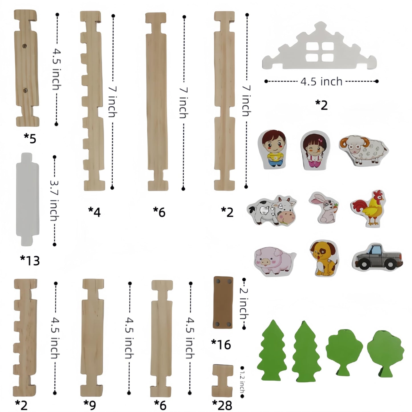 105Pcs Wooden Building Blocks Construction Set for Kids Ages 3-8,Preschool Learning Toys for Toddlers, Boys & Girls Birthday Gift, Educational STEM Toy