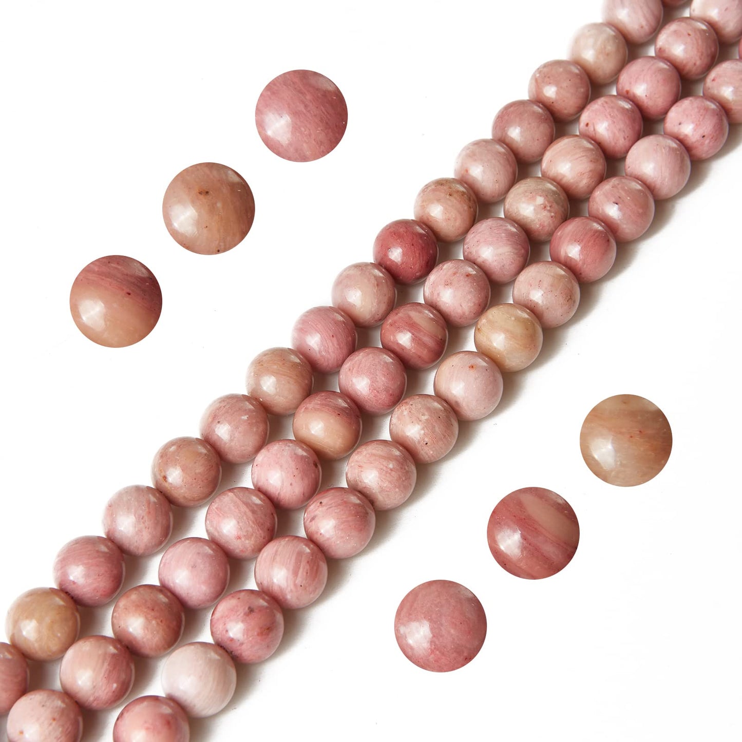 35pcs 10mm Rhodonite Beads Natural Gemstone Beads Round Loose Beads for Jewelry Making