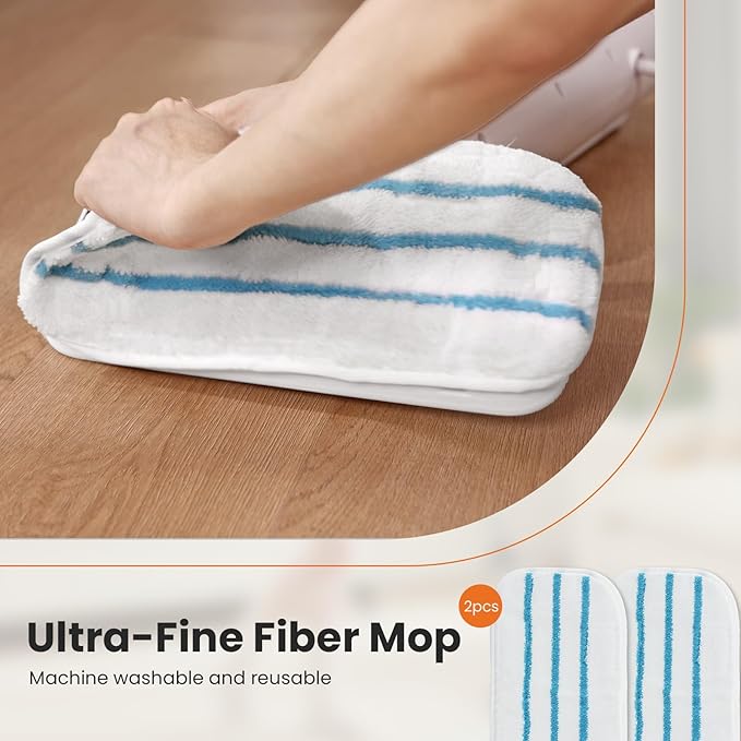 Sweetcrispy Steam Mop for Floor Cleaning,Lightweight Floor Steamer Cleaner for Hardwood/Tile/Laminate Floors Carpet, 2 Washable Pad,White and Grey