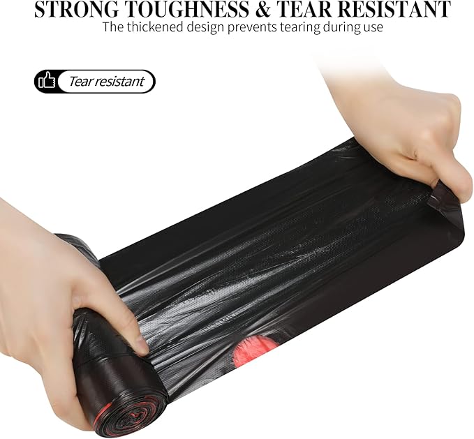 6Rolls Drawstring Small Trash Bags,4 Gallon Thicken Drawstring Small Garbage Bags for Kitchen,Bathroom,Bedroom,Home,Office Trash Cans，120 Counts (Black)