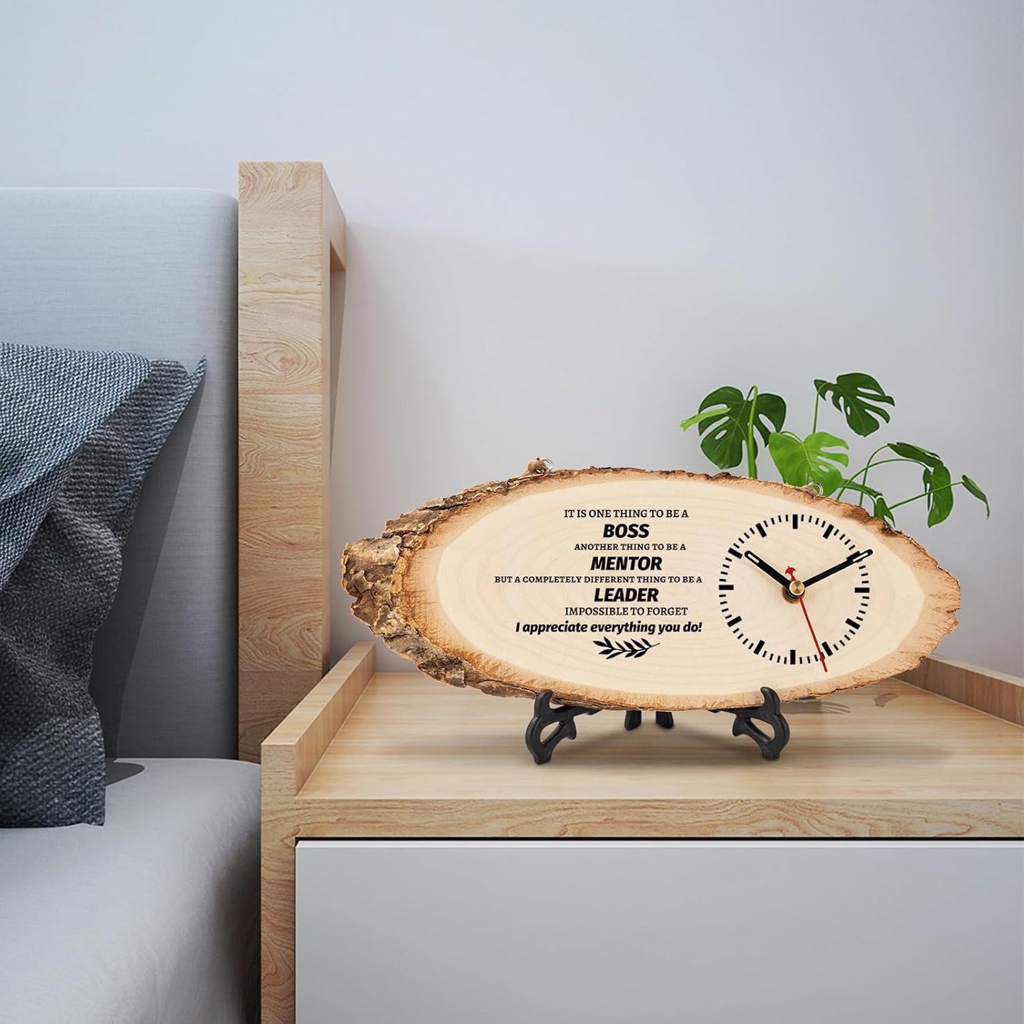 BeauGift Boss Gifts for Men Women, Wooden Clock Gift for Leader from Employee Coworkers, Boss Day Retirement for Mentor Leader Manager