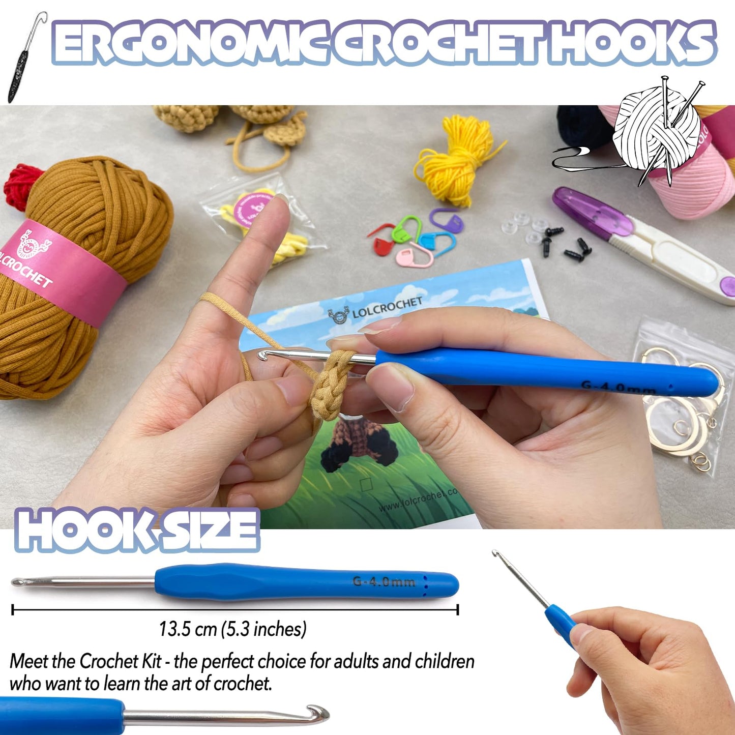 Axolotl Crochet Kit for Beginners, Learn to Crochet Pencil Bag Starter Set with Video Tutorial & Crocheting Manual, Easy Yarn Knitting Kit for Adult, DIY Amigurumi Birthday Xmas Gift Idea