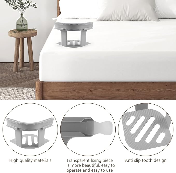 Dyale Bed Sheet Holders, Heavy Duty Straps for Fitted Sheets, Secure Fasteners for Twin Queen King Mattress Sizes (Grey)
