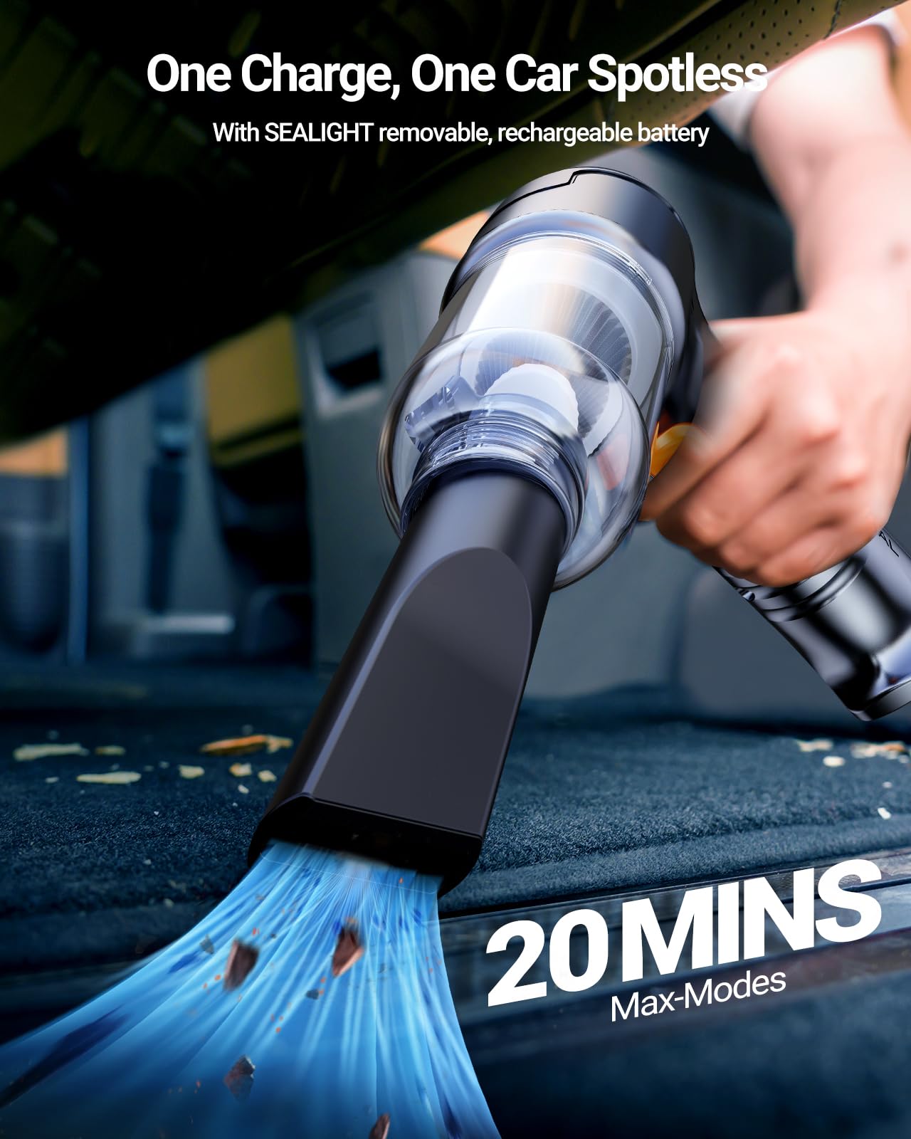 Sealight Mini Car Vacuum Wireless, High Power Suction And Air Duster, Lightweight And Compact Handheld Vacuum, Portable Vacuum C