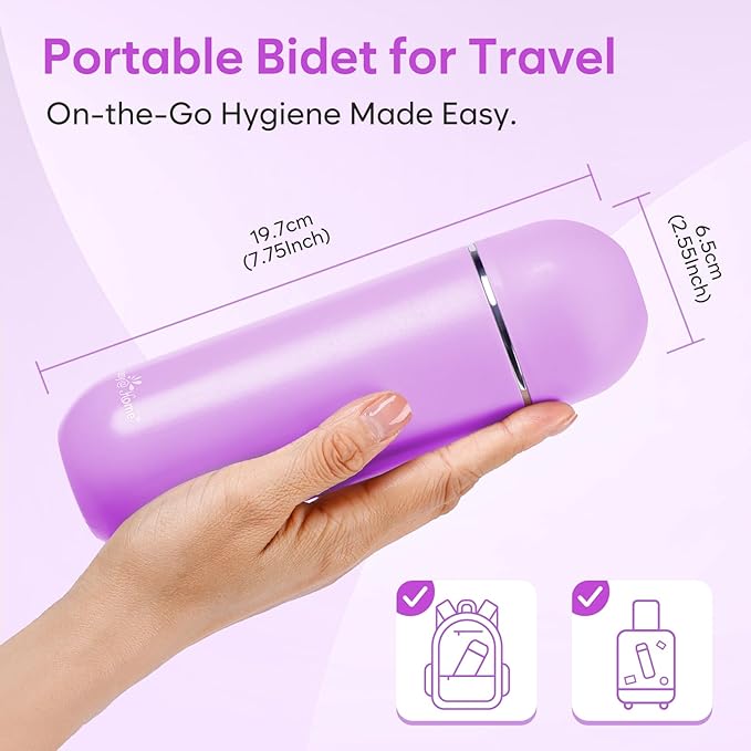 Easy@Home Portable Travel Bidet: Peri Bottle for Postpartum Essentials - Handheld Sprayer Kit for Perineal Care & Personal Hygiene | 380ml (12.8oz) | Women & Men | EPB-01 Pink