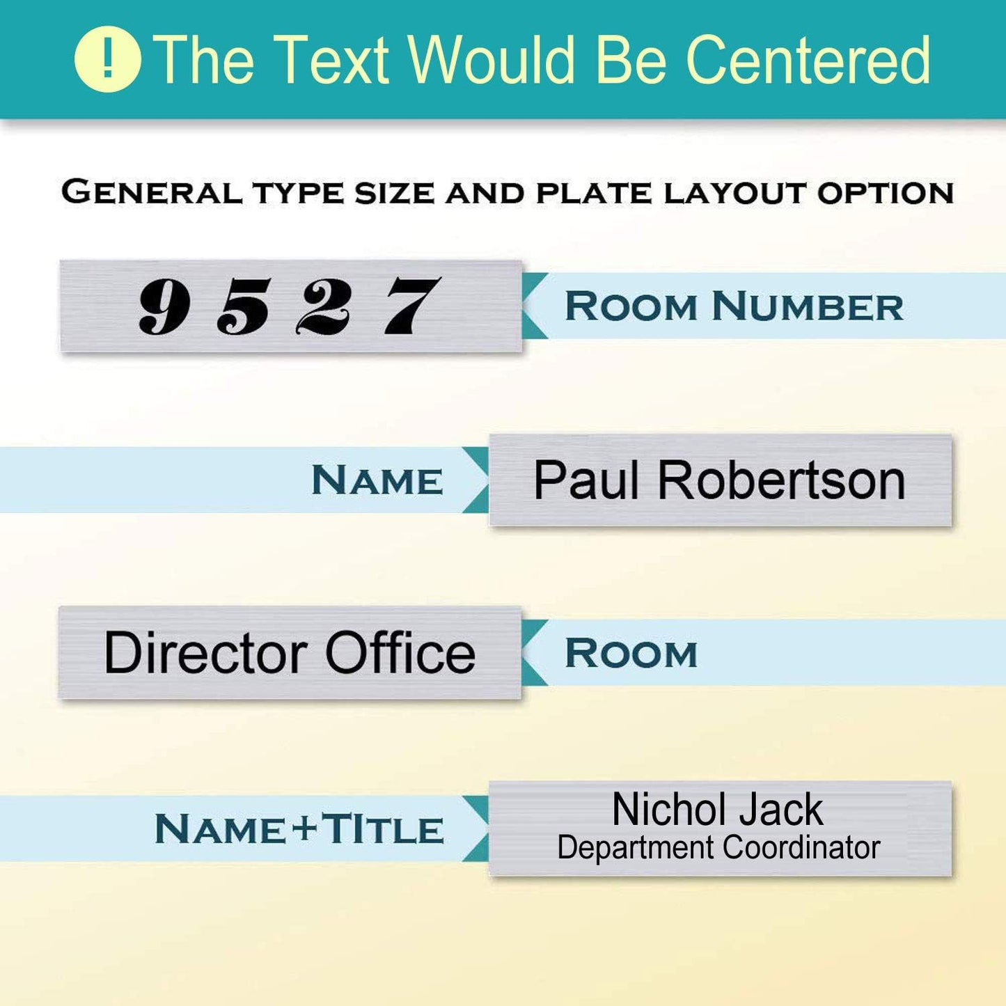 Personalized Office Name Plate 2"x10" Customize Wall Door Sign NamePlate Adhesive back