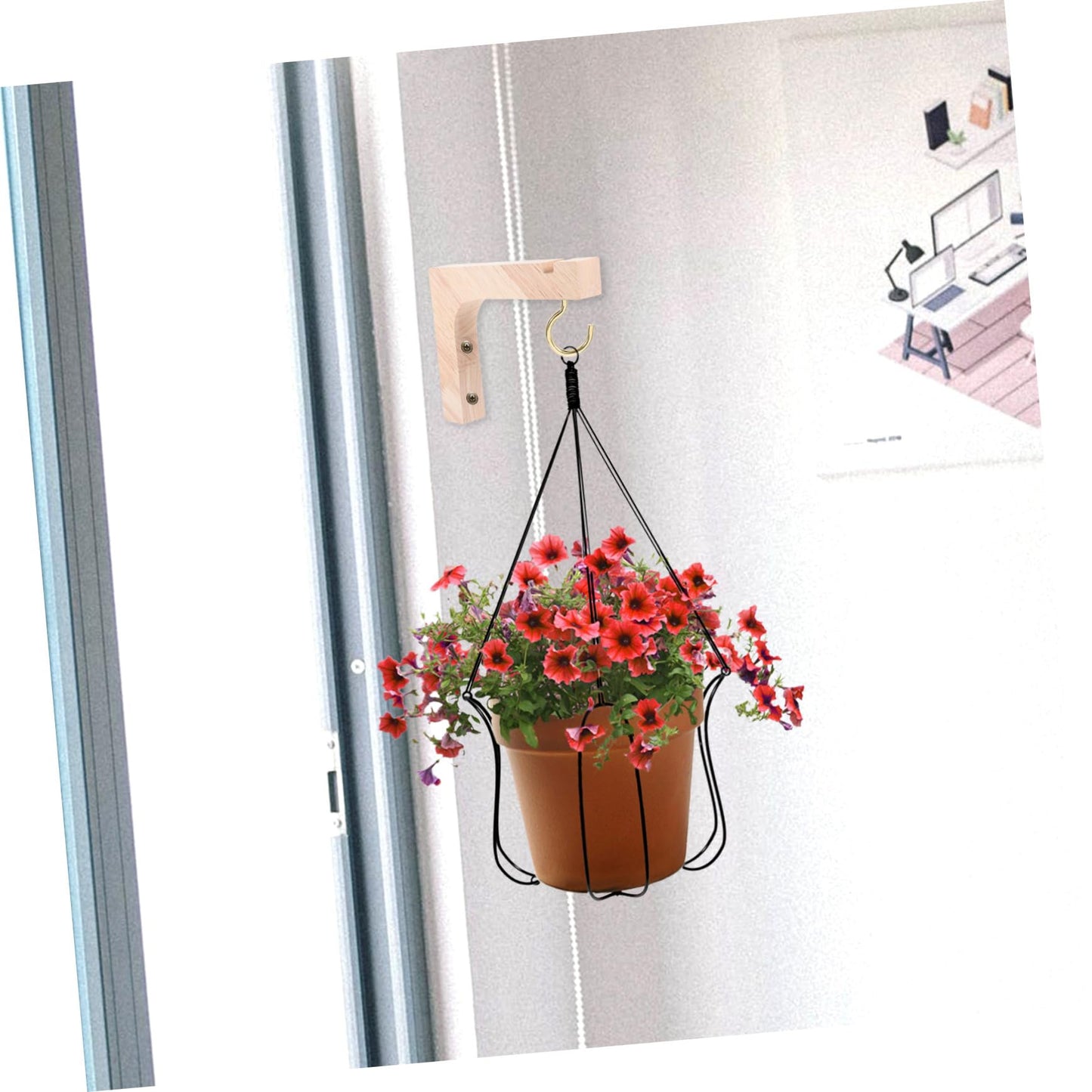 FOMIYES Wooden Hanging Hooks for Plants 2pcs Heavy-Duty Plant Hanger Brackets Wall-Mounted Indoor Outdoor Flowerpot Holders for Garden Porch