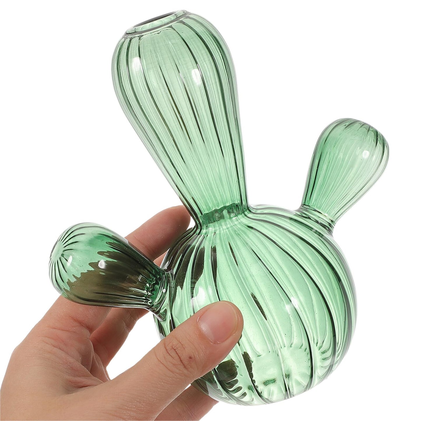 CORHAD Small Glass Cactus Vase Hydroponic Plant Glass Planter Decorative Terrarium Vase for Office Home Décor Green