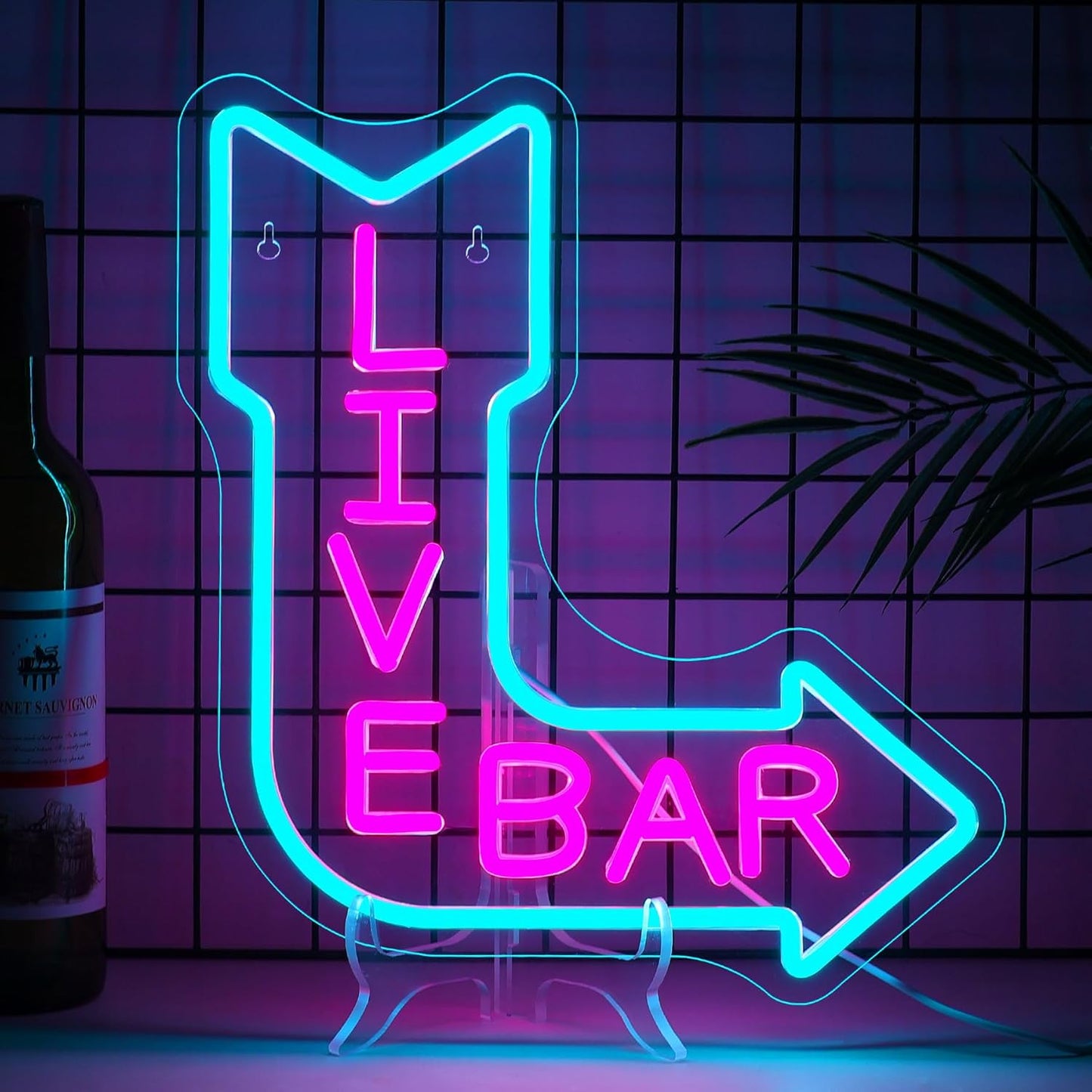 NOSUN LIVE BAR Neon Sign for Wall Decor Man Cave Bar Beer Home Art Neon Light LED Neon Lights Signs with Dimmer for Bedroom Office Hotel Pub Recreation Room Sign