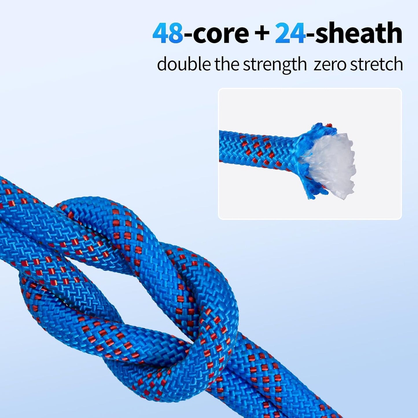 100Ft 1/2 Inch Heavy Duty Climbing Rope - for Tree Swing, Pulling, Outdoor & Gym Use (Blue)