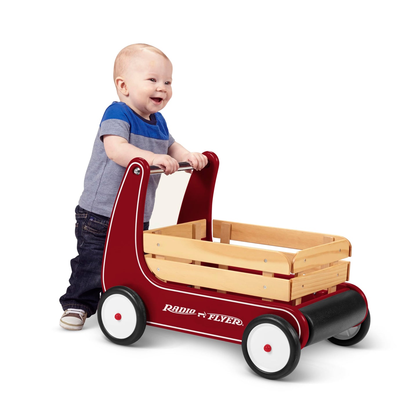 Radio Flyer Classic Walker Wagon, Red, for Kids 1-4 Years Old, Resistance Clickers to Control Speed, Baby Push Walker with Furniture Bumper, for Indoor Play