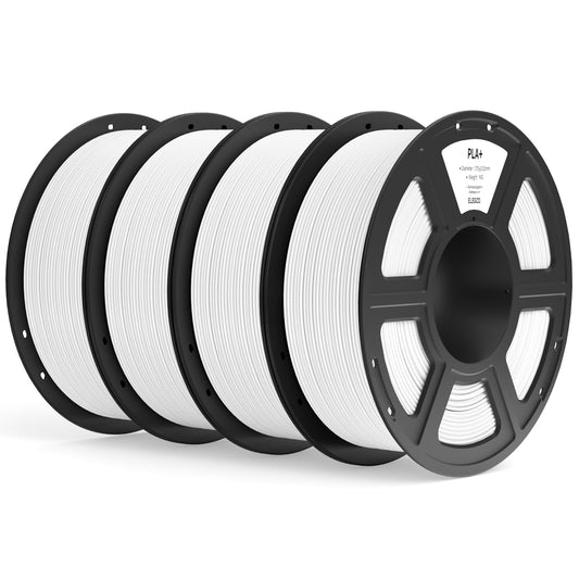 ELEGOO PLA+ Filament 1.75mm White 4KG, High Toughness PLA Plus 3D Printer Filament Dimensional Accuracy +/- 0.02mm, 4pcs 1kg Spo