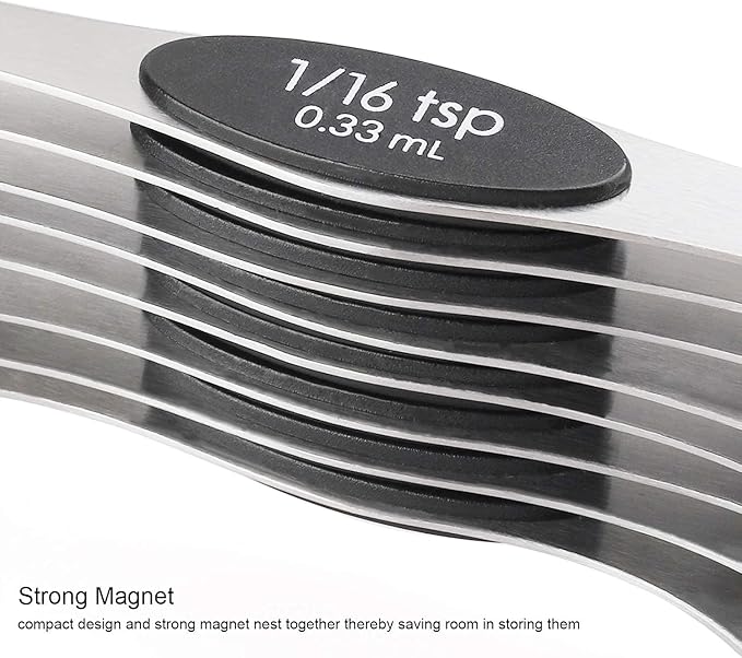 Magnetic Measuring Spoons Sets of 9 Stainless Steel Dual Sided Stackable Teaspoon Tablespoon Spoon for Measuring Dry and Liquid Ingredients
