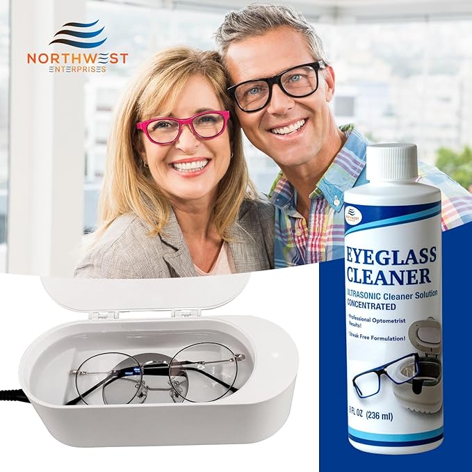 NORTHWEST ENTERPRISES Ultrasonic Cleaner Solution for Eyeglasses, Concentrated for Glasses Cleaning in Sonic and Ultrasonic Machines (32oz)