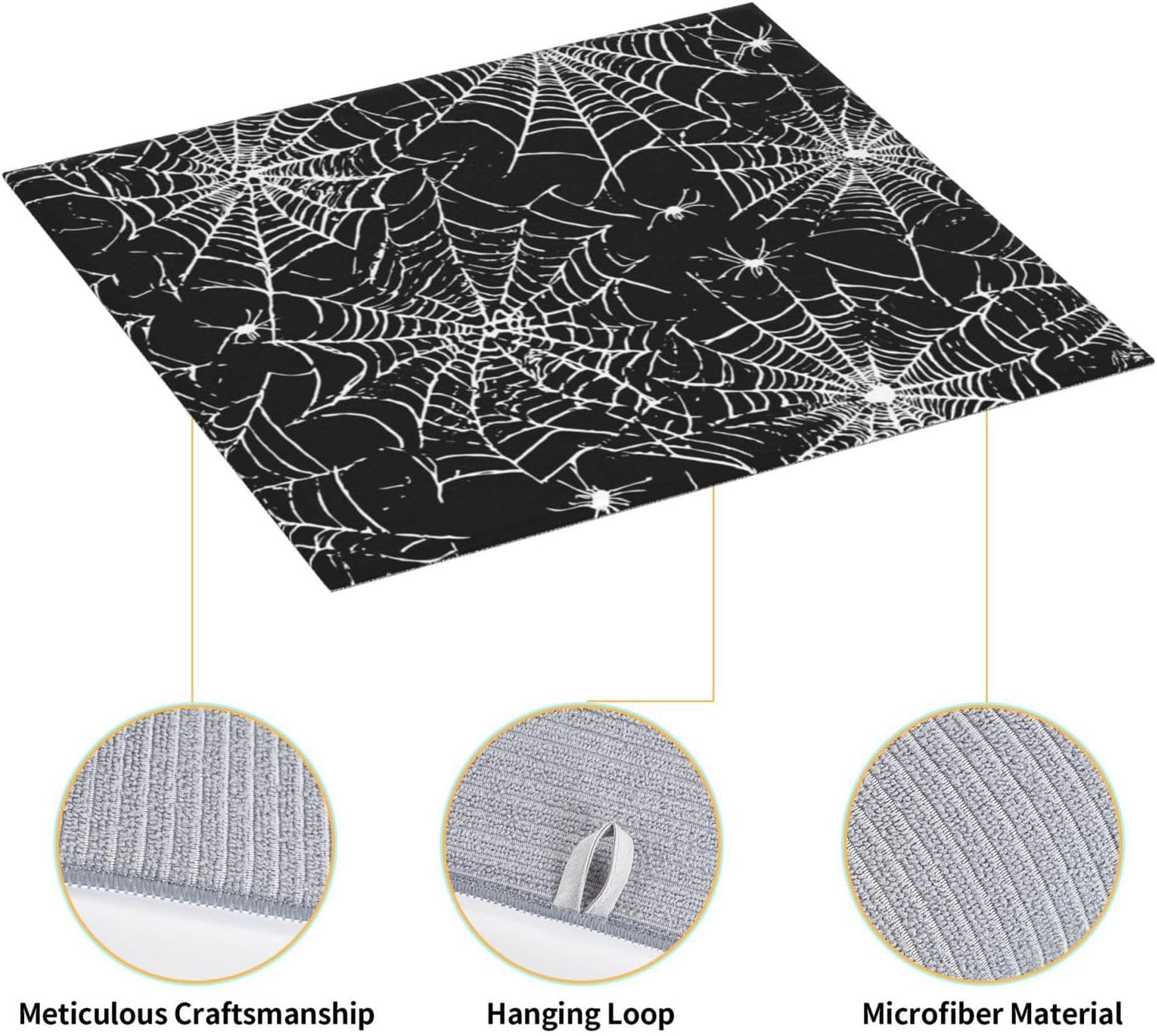 Dish Drying Mat Halloween Spider Web Pattern for Kitchen Counter Absorbent 16x18 Inch Microfiber Dishes Plate Glass Dry Draining Pad Reversible Washable