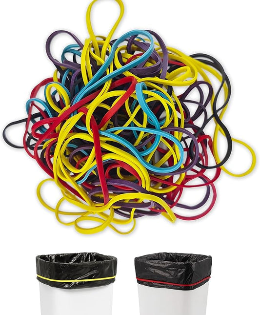 50Pack Trash Can Rubber Bands,5 Colors Large Rubber Bands,Heavy Duty,Reusable Elastic Bands for 13-30 Gallon Bins for Office Supplies File Folders Box Books,Bundle Rugs, BBQ Covers