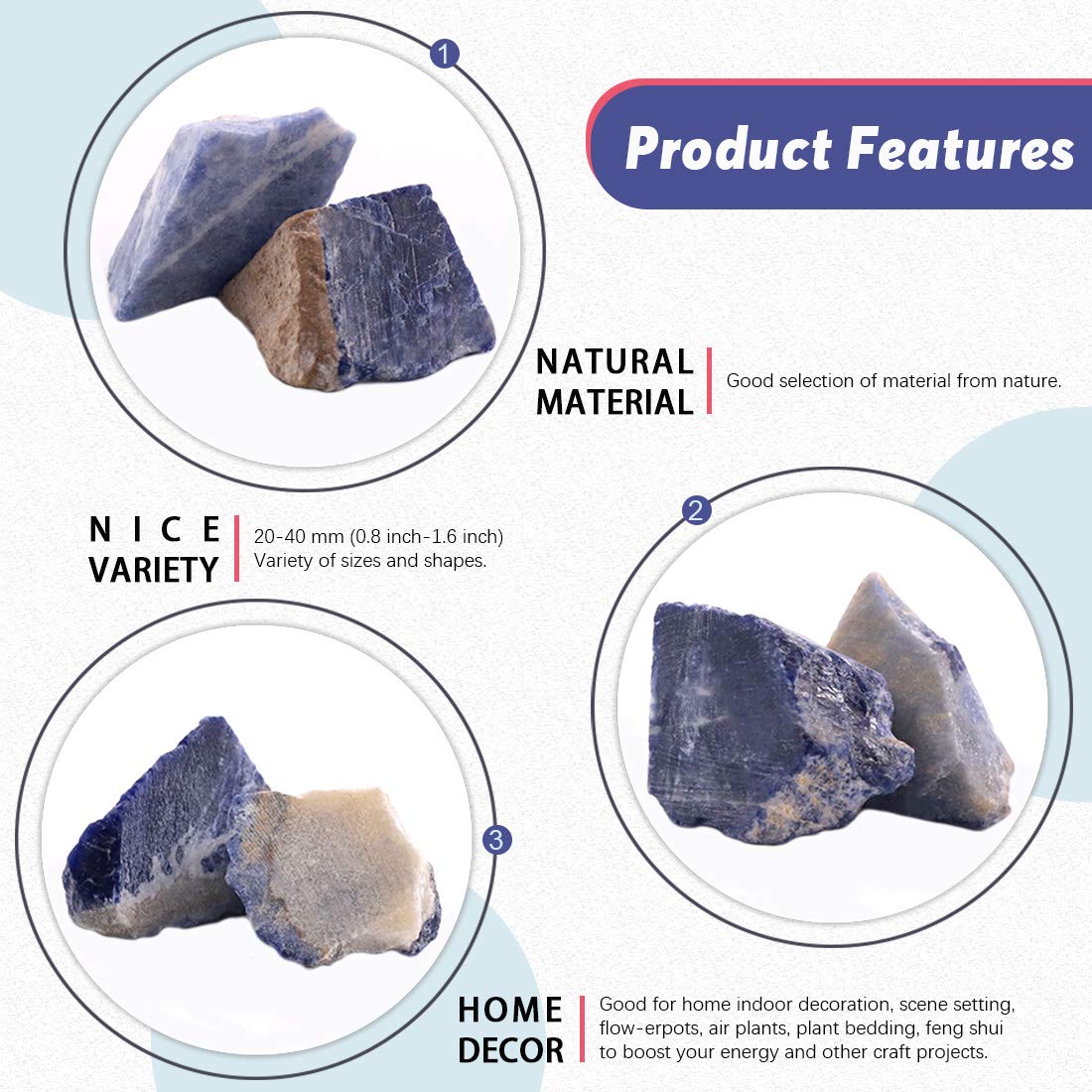 Hilitchi 1lb Bulk Raw Blue-Vein Stone Rough Crystal Stone for Cabbing, Tumbling, Cutting, Polishing, Wire Wrapping,Gem Mining, Wicca, Reiki and Crystal Healing