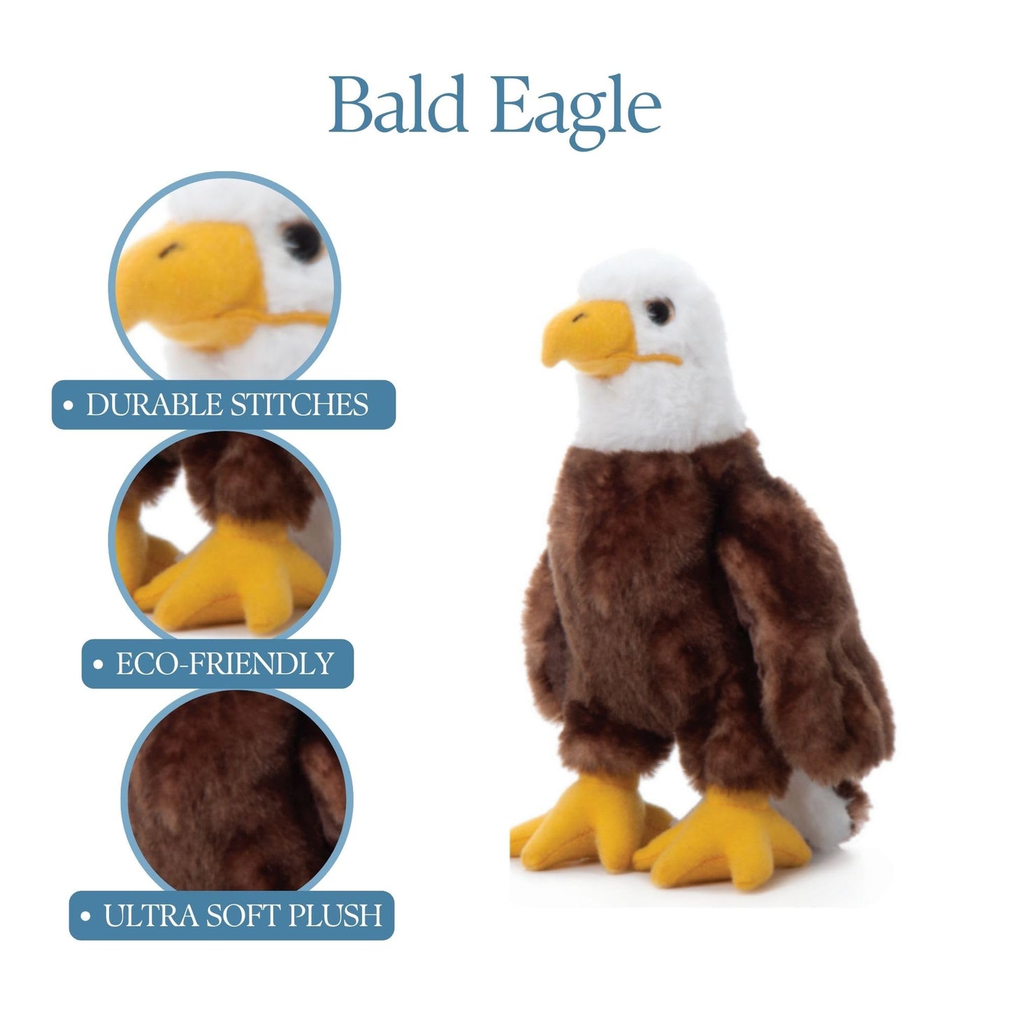 The Petting Zoo Bald Eagle Stuffed Animal, Gifts for Kids, Wild Onez Zoo Animals, Bald Eagle Plush Toy 9 inches