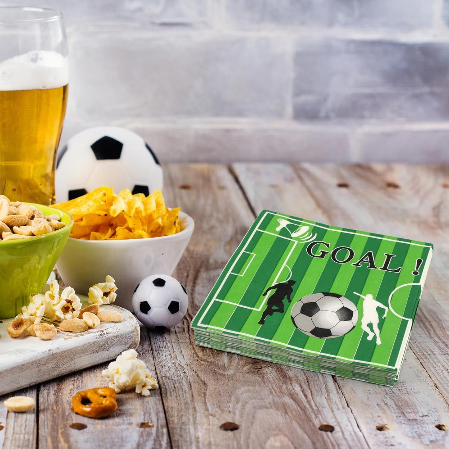 50 Pieces Soccer Paper Napkins 13 x 13 Inches Luncheon Napkins Cocktail Napkins Disposable Sports Theme Decorations for Kids Baby Shower, Birthday Party, Soccer Theme Party Supplies