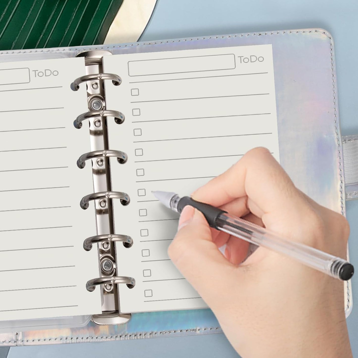 Harphia A7 6 Holes Binder Refill Value Set, 90sheets to do list loose leaf paper with sticker and divider, todo planner insert with binder pocket for A7 binder 6 holes refillable notebook,005dA7todo