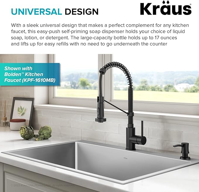 KRAUS Kitchen Soap and Lotion Dispenser in Matte Black, KSD-54MB