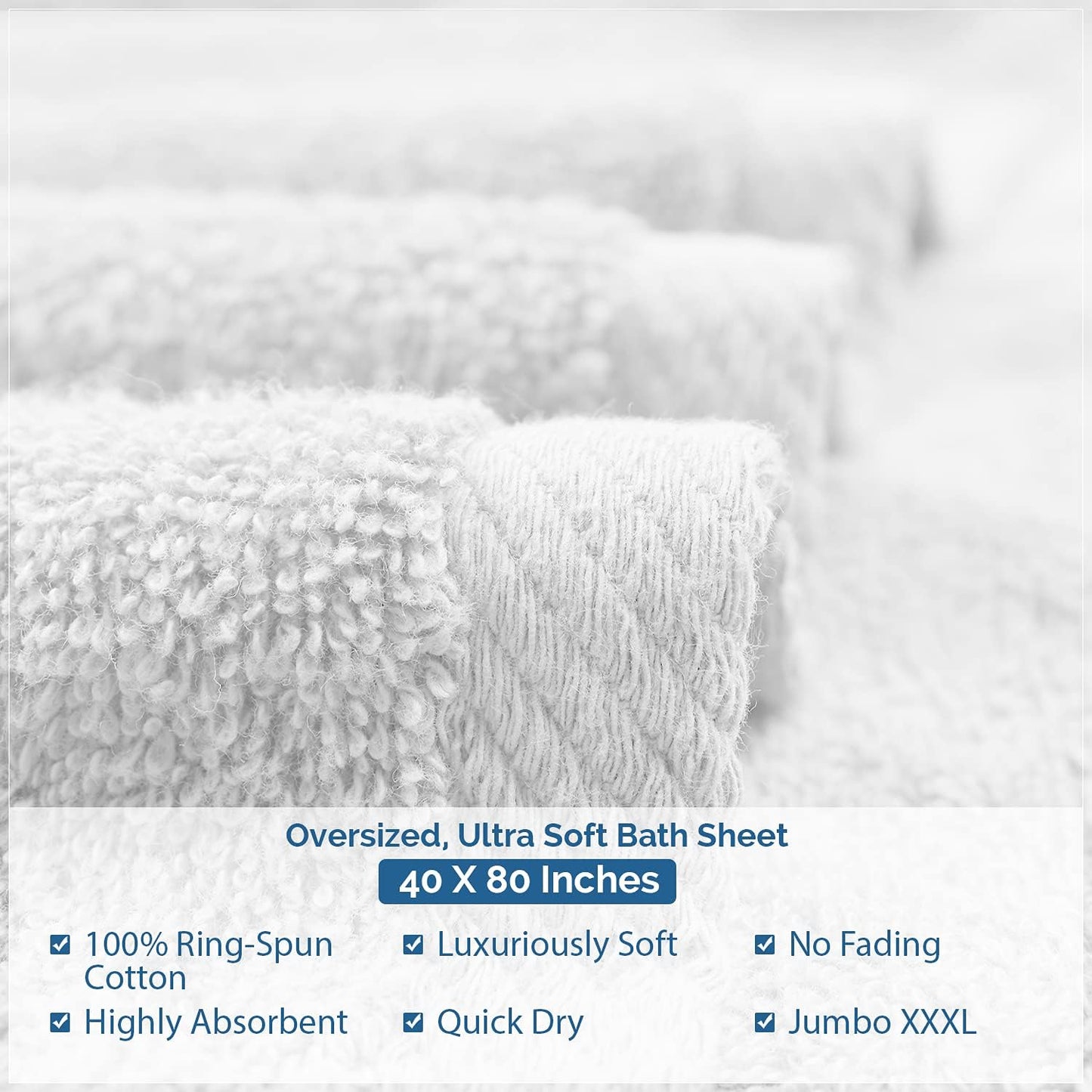 DAN RIVER Pack of 1 Bath Sheet 40x80 Inches, Super Soft Quick Dry Cotton Towels, Luxury Oversized White Bath Towels