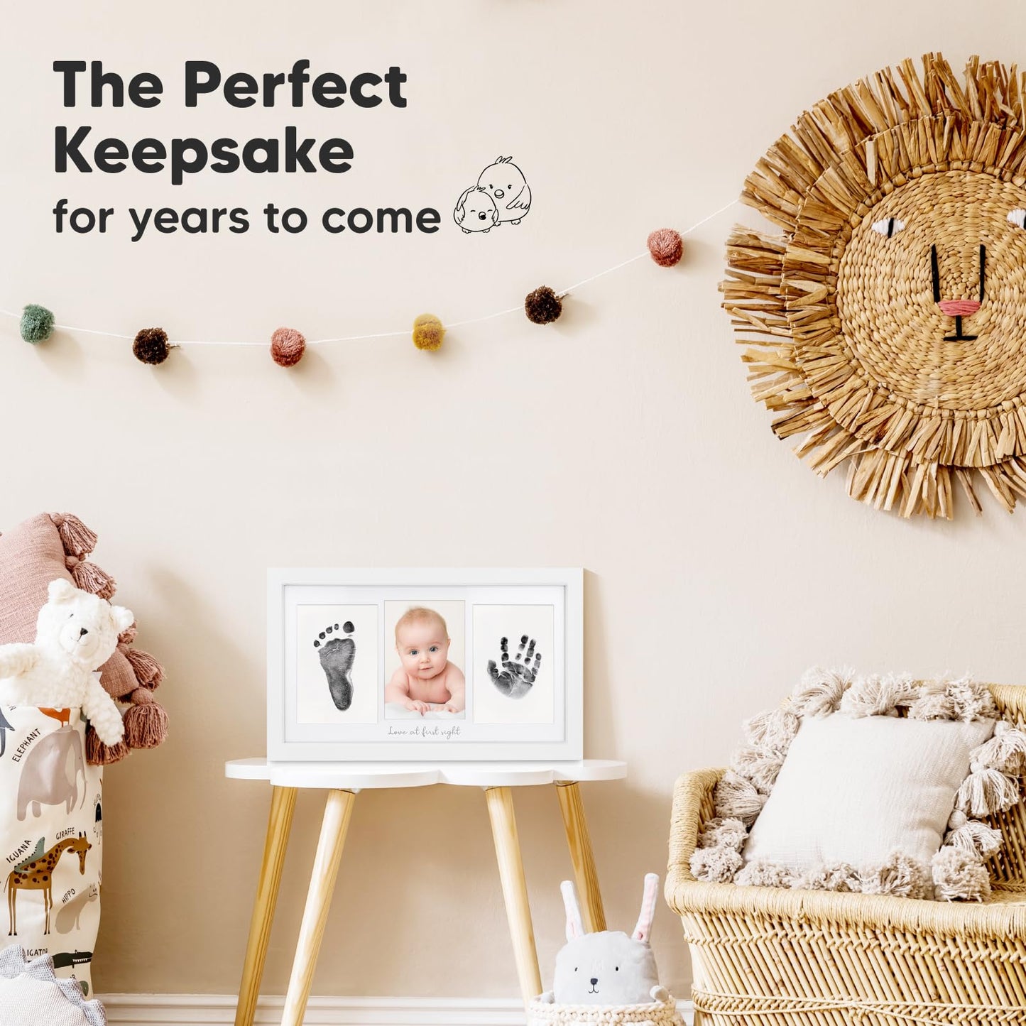 Inkless Hand and Footprint Kit, Boy, Girl, Newborn Keepsake - No Mess Ink Pad for Baby Handprint,Clean Touch Paw Print Kit for Dog Picture Frame,Personalized Baby Christmas Shower Gifts(Alpine White)