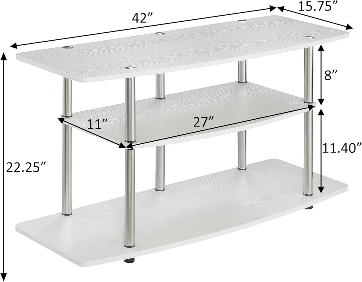 Convenience Concepts Designs2Go 3-Tier Wide TV Stand, 42", White