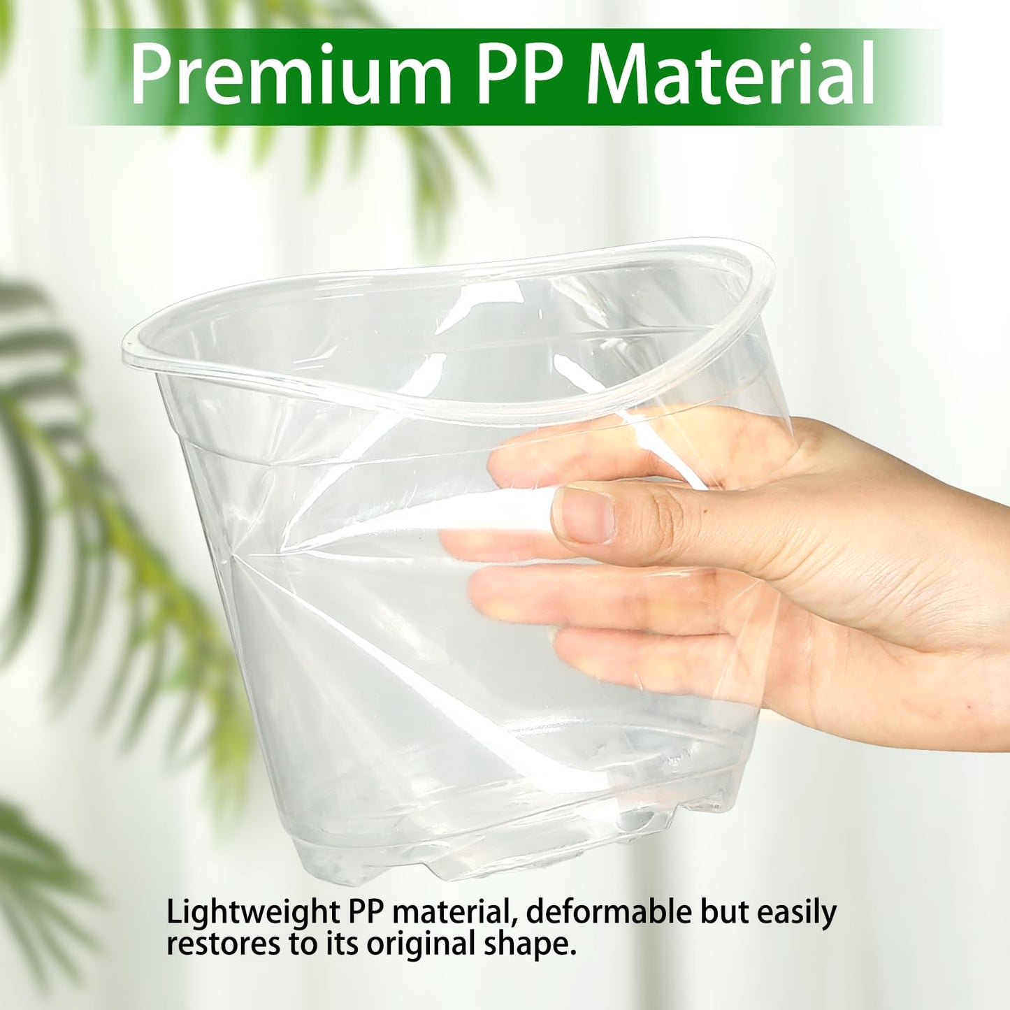 TAQIXI 48 Pack 7/6/5/3.5 Inch Clear Plastic Pots for Plants, Clear Nursery Pots with Drainage Holes, Reinforced Plastic Nursery Pots Variety Pack