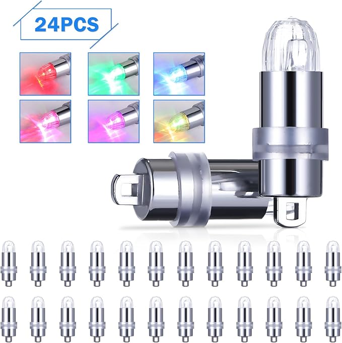 LIHAO 24PCS LED Balloon Lights Mini Battery Powered LED Party Lights Bulbs for Paper Lantern Balloon Pumpkin Wedding Halloween Christmas Party Decoration Centerpieces (Colorful)