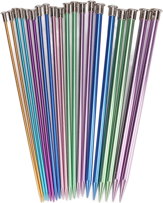 Knitting Needles Set Single Pointed Set, Aluminum Accessories, Colored Ultra Light Accessories, Various Sizes Available Supplies for Household DIY Crochet (10 Pairs (3mm to 10mm))