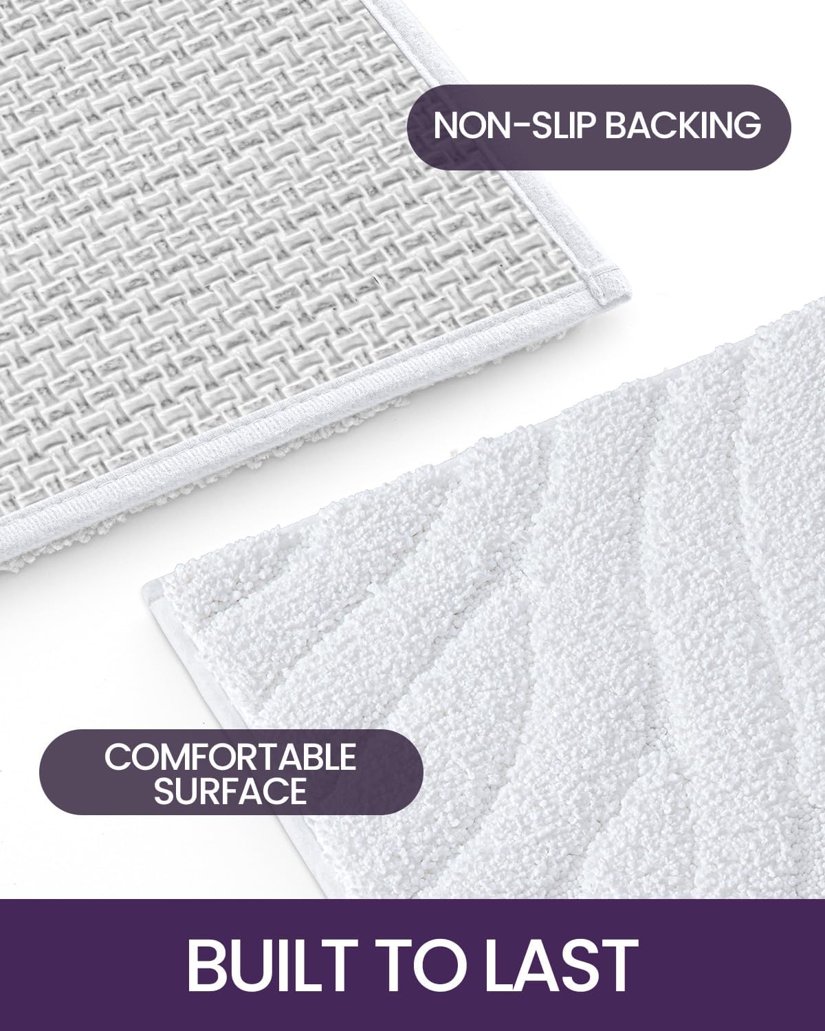 DEXI Bathroom Rugs 24x43, Extra Soft Absorbent Bath Mat, Non Slip Bathmat for Bathroom Floor, Machine Washable Rugs for Shower Floor, White