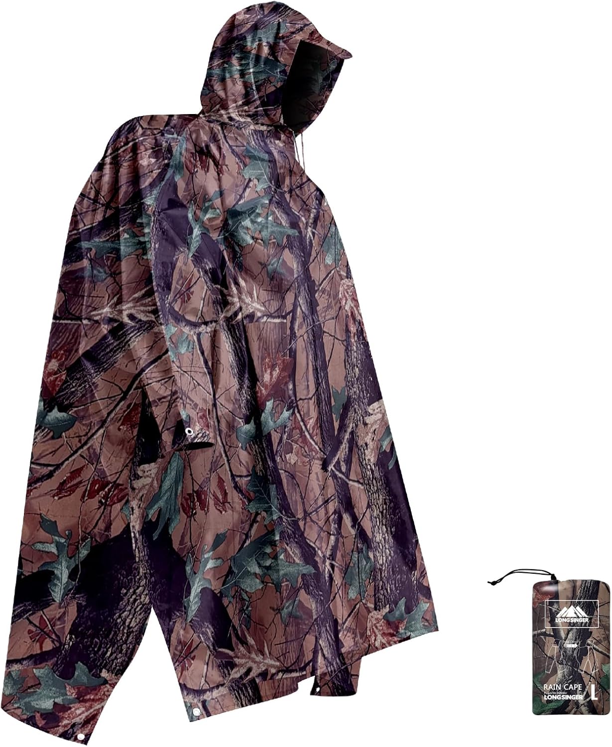 longsinger Hooded Rain Poncho for Adult with Pocket Waterproof Lightweight Unisex Raincoat for Hiking Camping Emergency