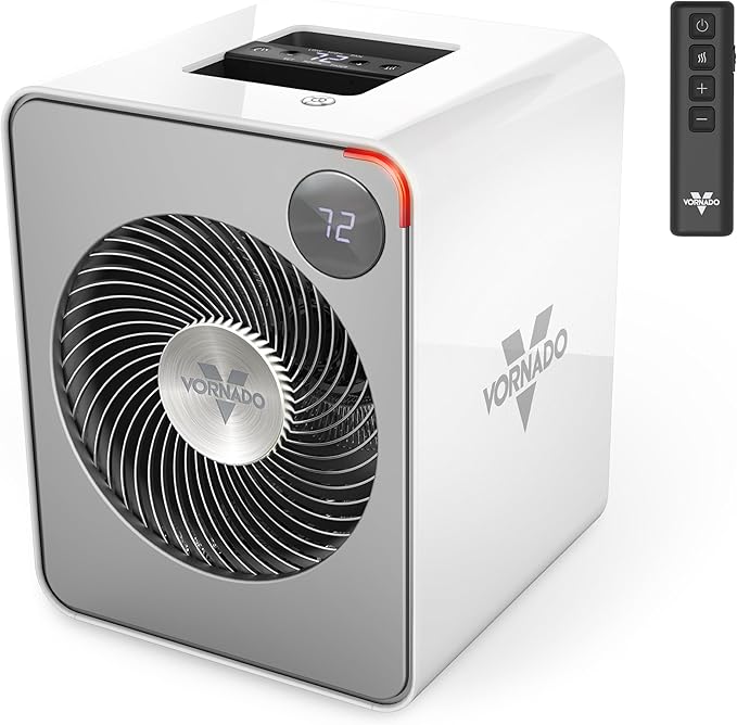Vornado VMHi500 (2025) Whole Room Metal Space Heater, Digital Thermostat, Remote Control, Auto-Climate Control, 12-Hour Timer, Vortex Heat Circulation, Heater for Bedroom and Home, White