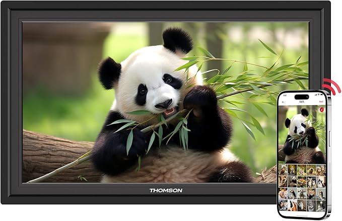 THOMSON Digital Picture Frame, Digital Photo Frame WiFi with 32 GB, HD IPS Touch Screen, Auto-Rotate, Slideshow, Share Photos/Videos from Phone by App (15.6Inch Black)