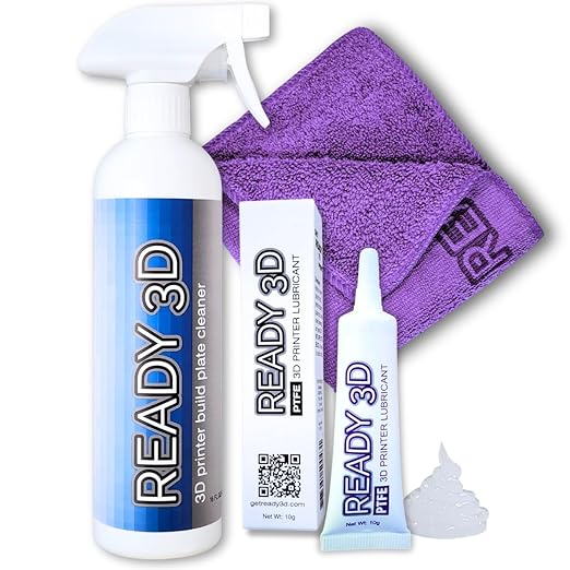 Printer High Quality Build Plate Cleaner, Non-Toxic, No Odor, Easy Clean, Rinse-Free Formula, Includes 12"x12" Microfiber Cleaning Towel (Build Plate Cleaner and PTFE 3D Printer Lubricant)