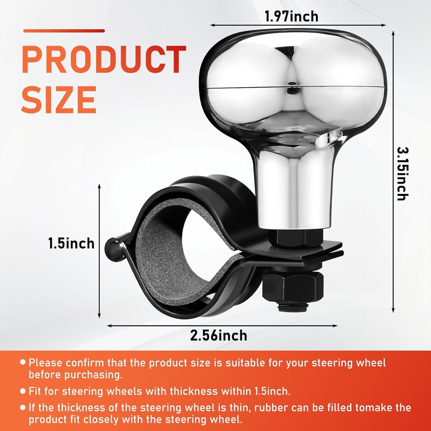 Tallew 2 Pieces Steering Wheel Knob Spinner Suicide Knobs Steering Wheel 360 Degrees Rotation Tractor Accessories for Cars, Trucks, Tractors, Boats(Electroplating)