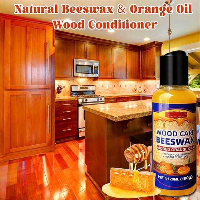 Natural Beeswax Orange Oil Wood Conditioner, Wood Polish Care Beeswax, Bees Wax Spray Furniture Polish, Natural Orange Oil Conditioner Spray for Floors (3)