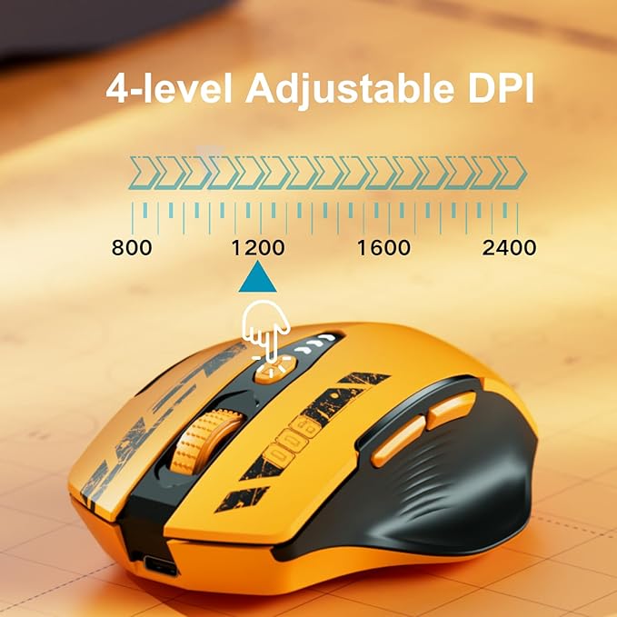 Uineer Wireless Bluetooth Mouse,[Upgraded] Rechargeable Computer Mice (BT 5.0/4.0+2.4G Hz) with Visible Battery Level, 4 Adiustable DPl, Portable PC Mouse for MacBook Chromebook