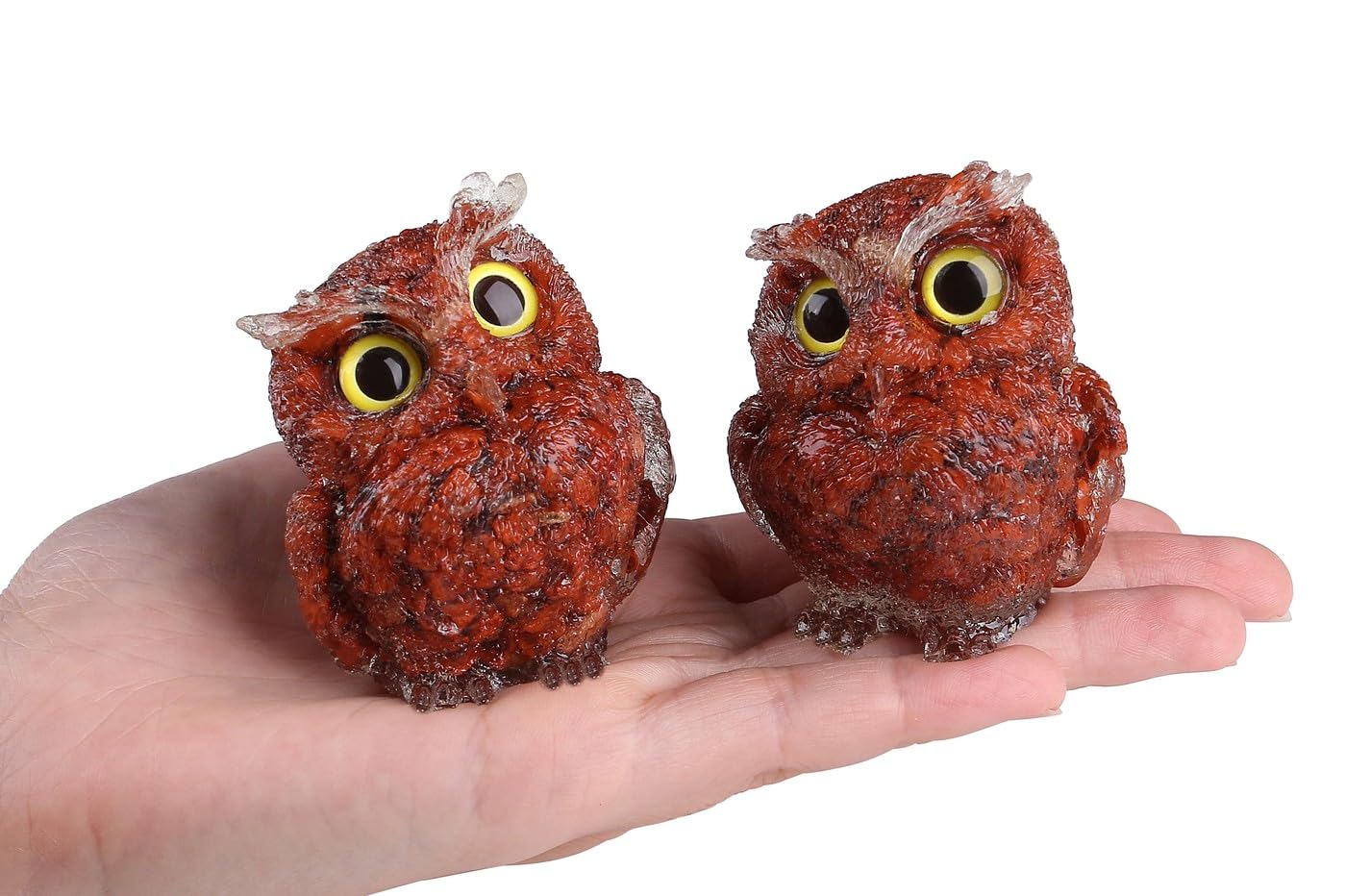 LAIDANLA Red Jasper 2.4" Owl Statue Natural Healing Crystal Cute Owl Animal Red Figurine Pocket Sculpture Reiki Spiritual Energy Gemstone Home Office Room Desk Decor Gifts for Women Men