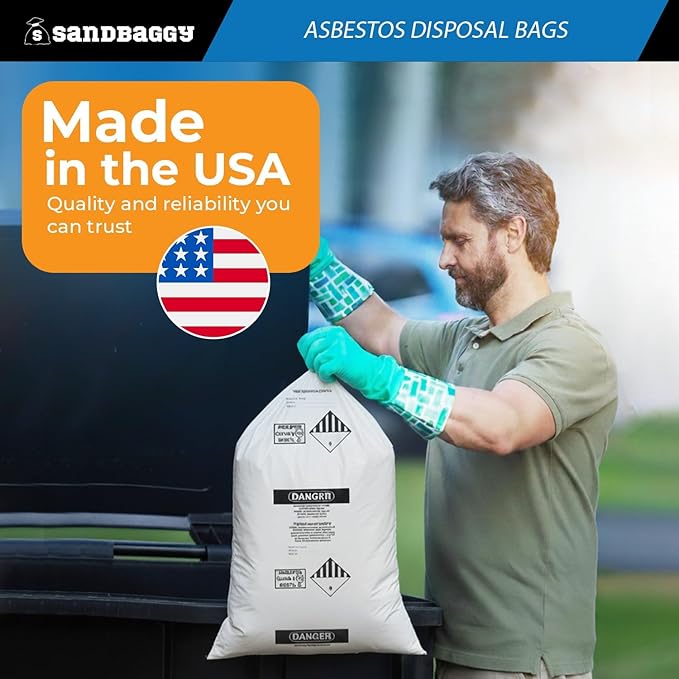 Asbestos Disposal Bags – 33" x 50" Clear Polyethylene, 6 Mil, Made in USA - Sandbaggy (1)