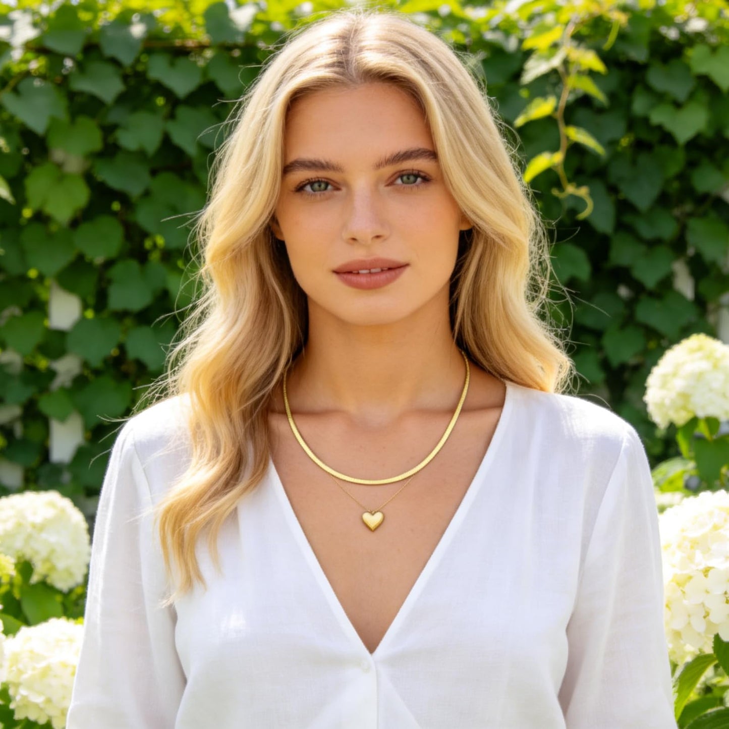 MAIKERDER Herringbone Necklace for Women, 18K Gold Plated Dainty Snake Chain Necklaces Minimalist Simple Flat Gold Necklaces Trendy Non Tarnish 18 Inches