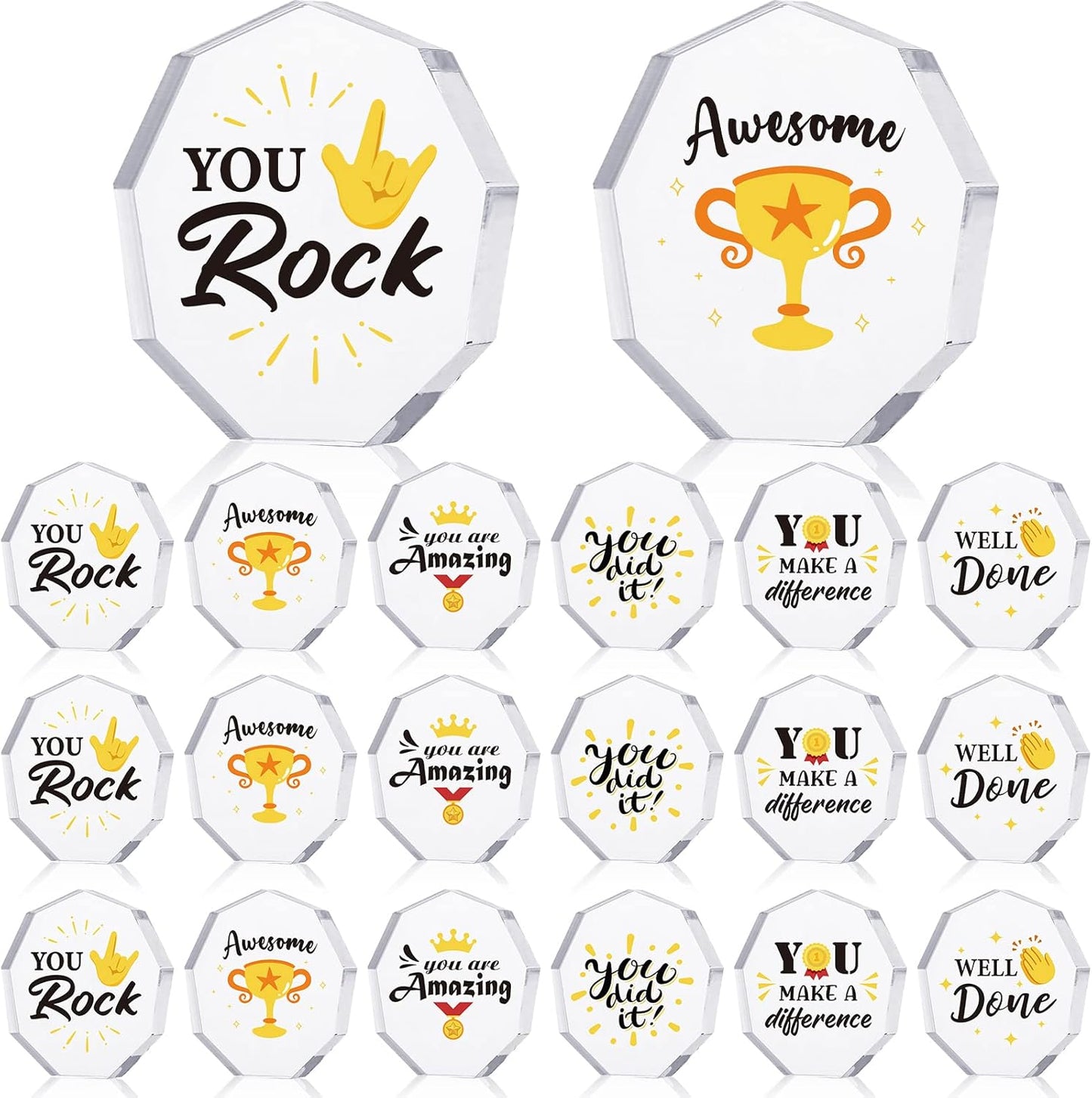 Janmercy 24 Pcs Vbs Evs Housekeeping Appreciation Gifts Acrylic Medal Award Trophies Bulk 6 Styles Plaque Personalized Engraved Employee Coworker Staff Team Thank You Gift for Office Party(Medal)