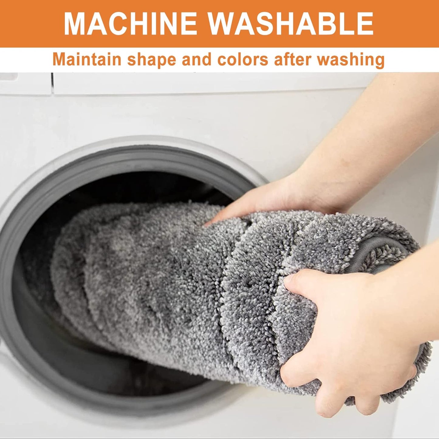 BEQHAUSE Bathroom-Rugs-Soft& Absorbent-Non-Slip-Bath Mats for Bathroom Machine Washable Bathrooms Carpet Grey Thick Shower Mat for Bathrooms, Bathtub and Sink, 24"x48"