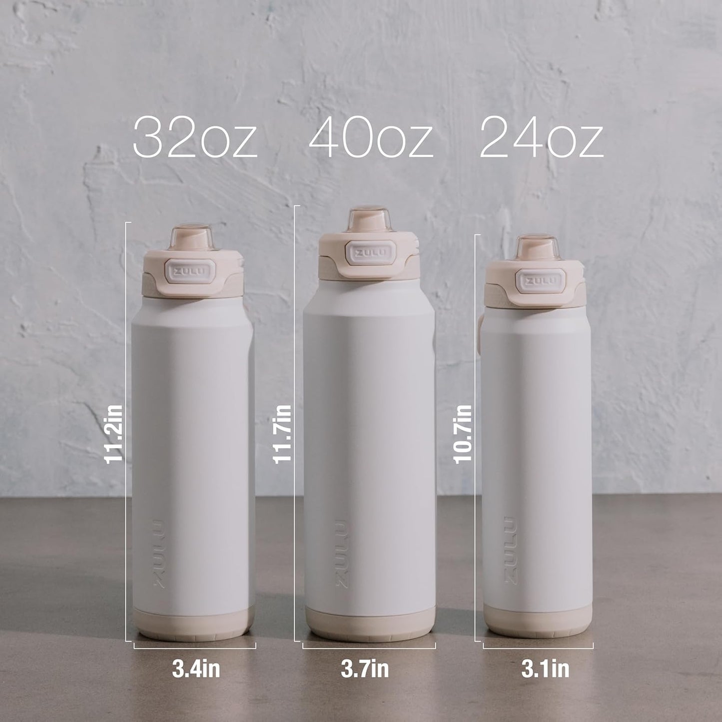 ZULU Powerfill Pro 24oz Stainless Steel Water Bottle with Quick Fill Lid, Triple Walled Vacuum Insulated Metal, Leak Proof Locking Lid, Sip and Chug, Reusable BPA Free, White