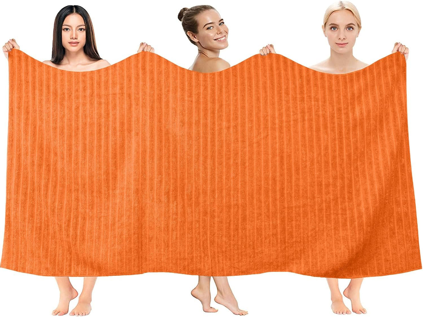 DAN RIVER Pack of 2 Bath Sheet 35x70 Inches, Soft Ribbed Fluffy Bath Sheets Towels for Adults, Quick Dry Shower Towels - Orange