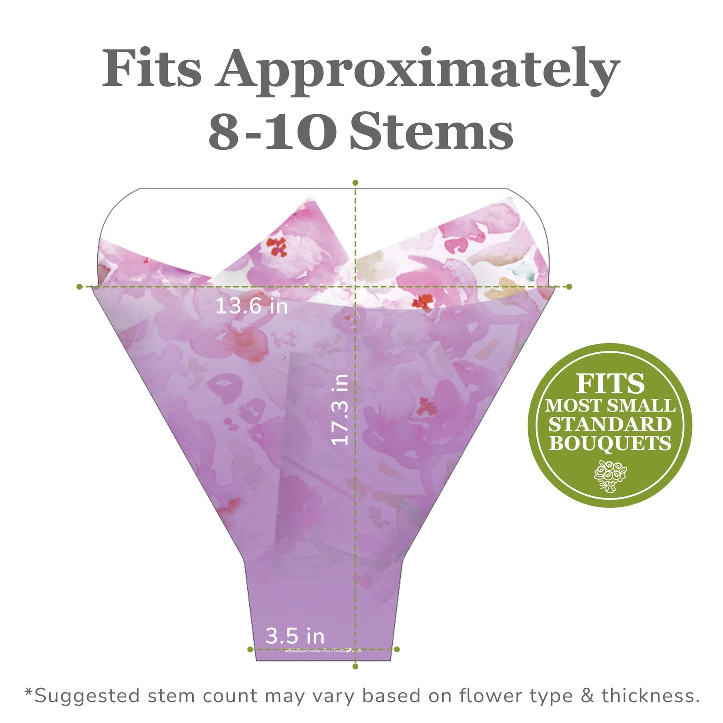 the florist Supply Magnolia Sleeves 20 Pack 17.3 x 13.6 x 3.5 Inch Waterproof Flower Bouquet Sleeves, Flower Bouquet Bags, Plastic Floral Sleeves, Gift-Ready for Wedding, Birthday - Lavender
