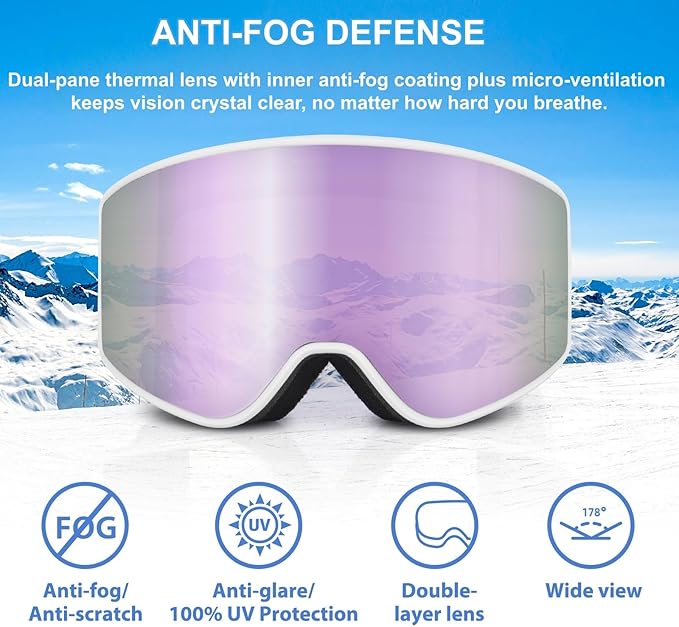 EXP VISION Ski/Snowboard Goggles Parent-child Snow Goggles Over Glasses for Men, Women Youth Kids