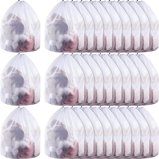 12 Pcs 24 * 32 Inches Fine Mesh Laundry Bag with Drawstring Large Heavy Duty Mesh Bag Machine Washable Sheet Drawstring Net for Delicates College Dorm